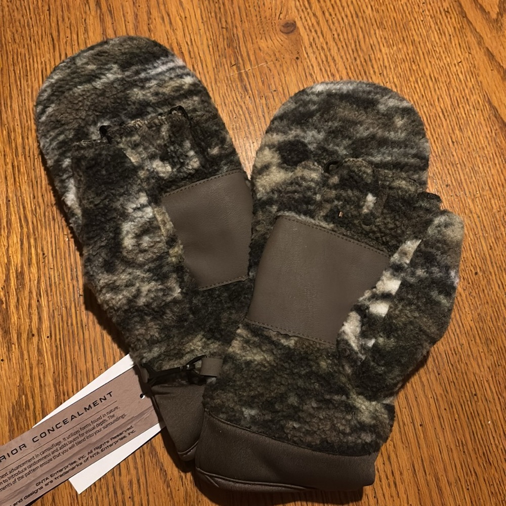 Huntworth Berber Fleece Pop Top Gloves, Tarnen Camo, Men's Large